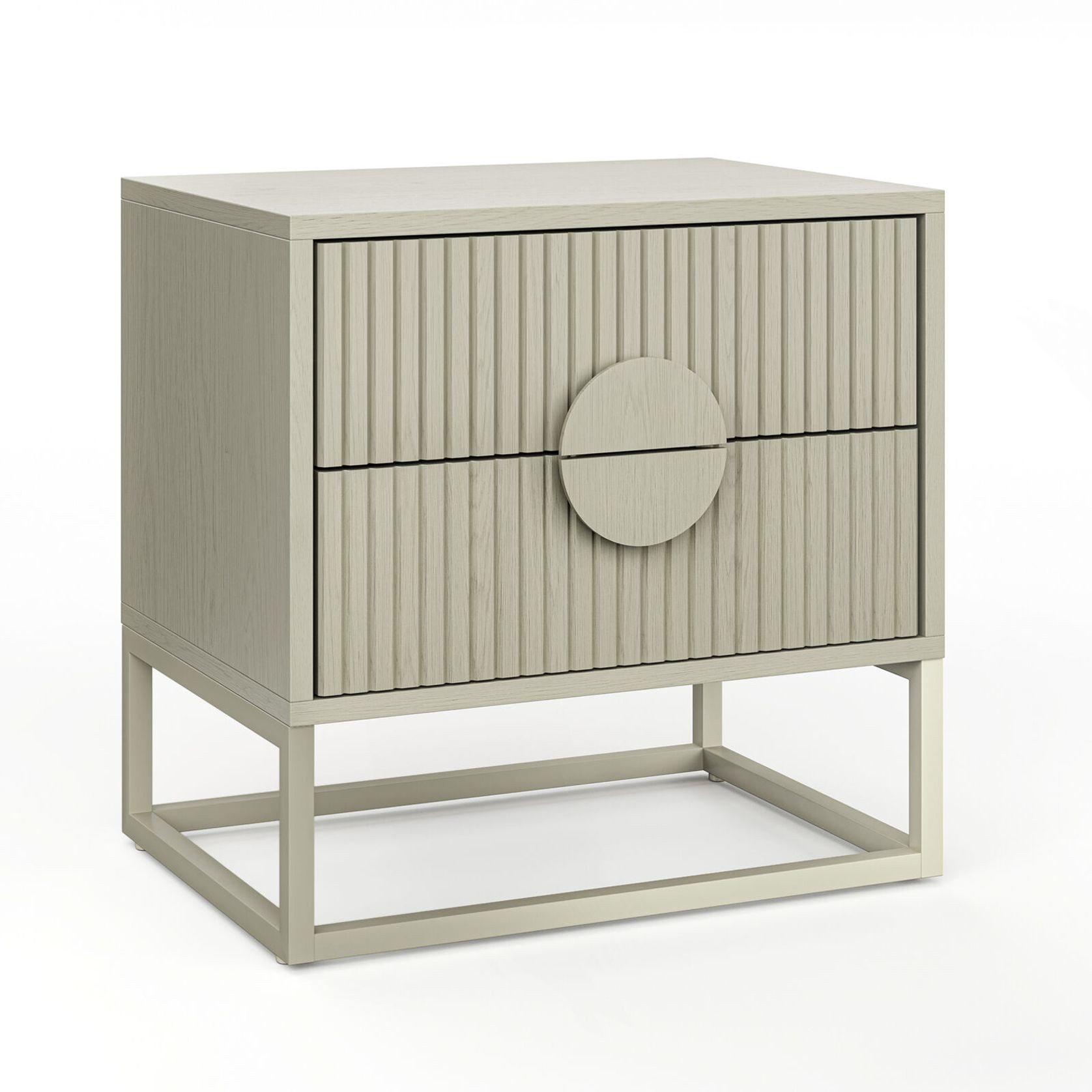 Braxton 2 Drawer Ripple Slatted Bedside Table | Putty gallery detail image