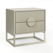 Braxton 2 Drawer Ripple Slatted Bedside Table | Putty gallery detail image