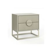 Braxton 2 Drawer Ripple Slatted Bedside Table | Putty gallery detail image