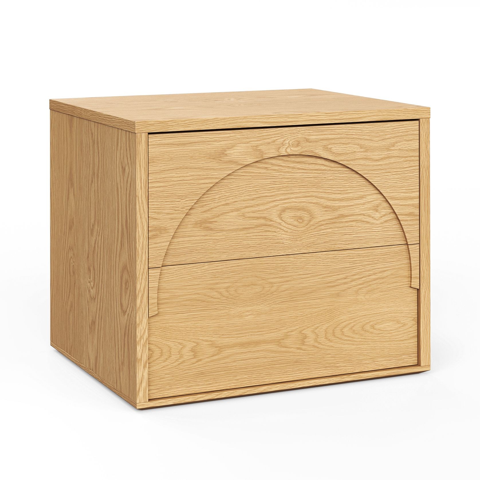 Aurora 2 Drawer Arch Bedside Table | Natural Oak gallery detail image