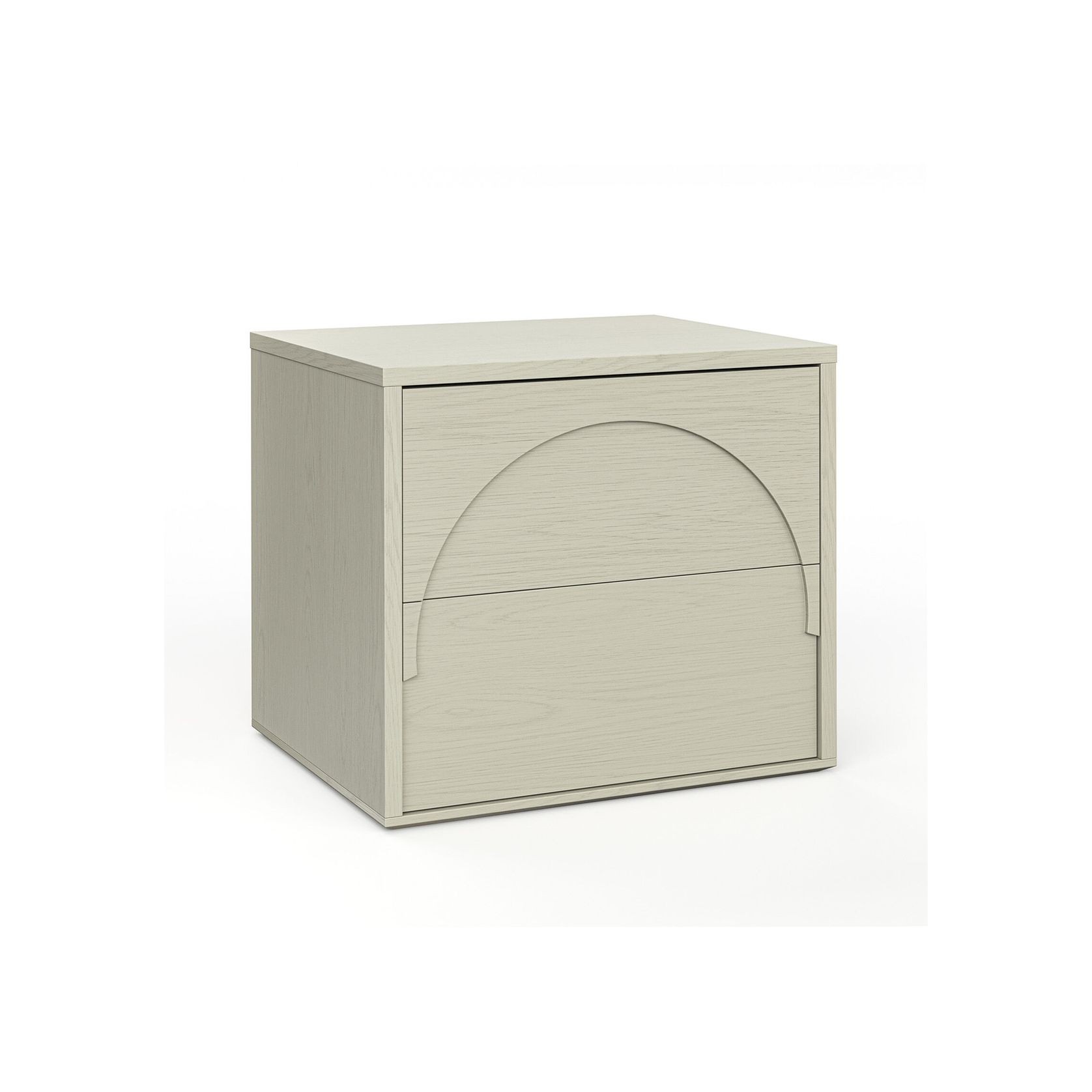Aurora 2 Drawer Arch Bedside Table | Putty Oak gallery detail image
