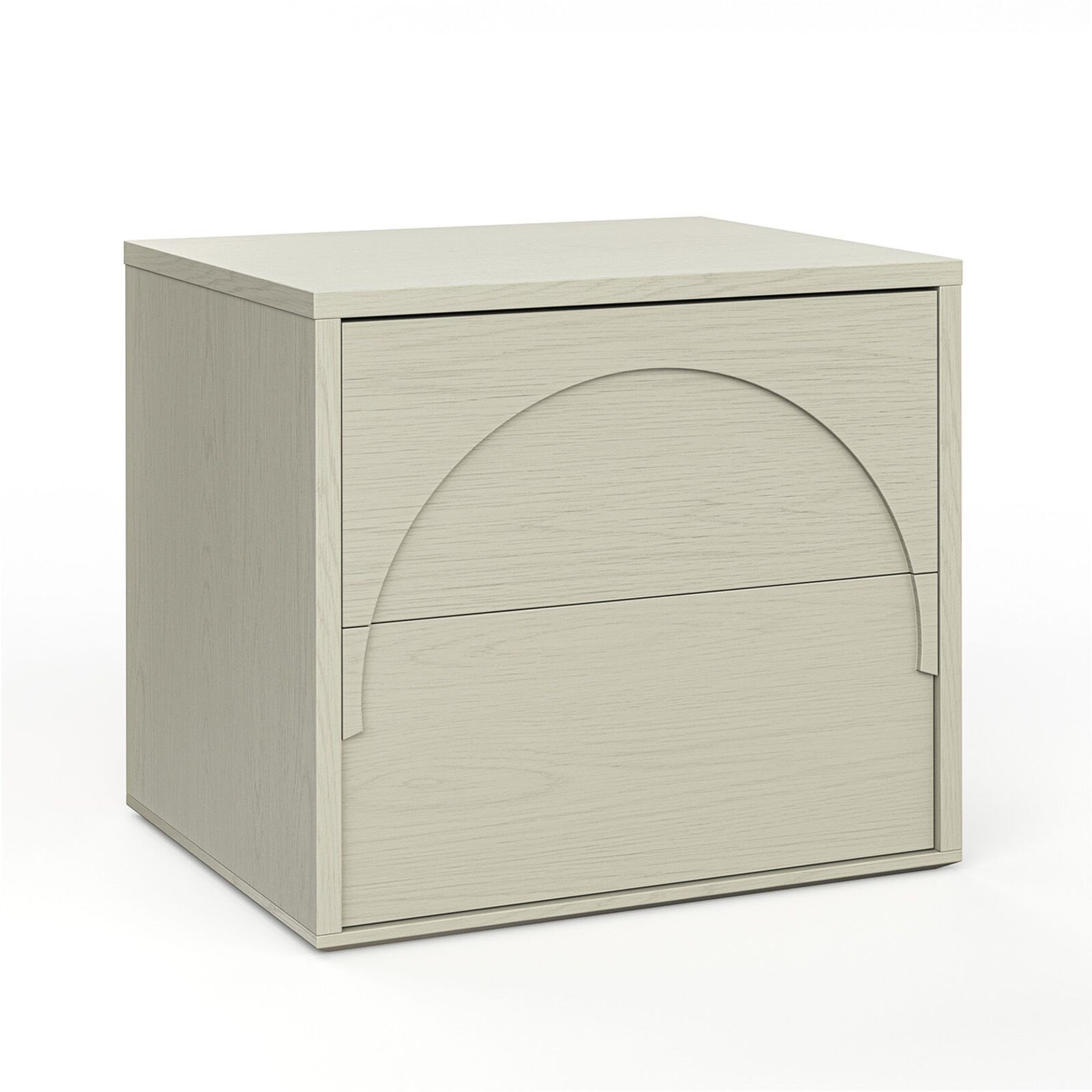 Aurora 2 Drawer Arch Bedside Table | Putty Oak gallery detail image