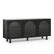 Cove 3 Door Fluted Glass Arch Sideboard Buffet | Black Oak gallery detail image
