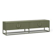Braxton Ripple Slatted TV Entertainment Unit | 180cm | Olive Green gallery detail image