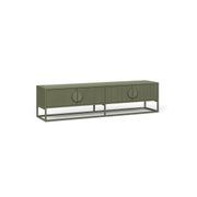 Braxton Ripple Slatted TV Entertainment Unit | 180cm | Olive Green gallery detail image