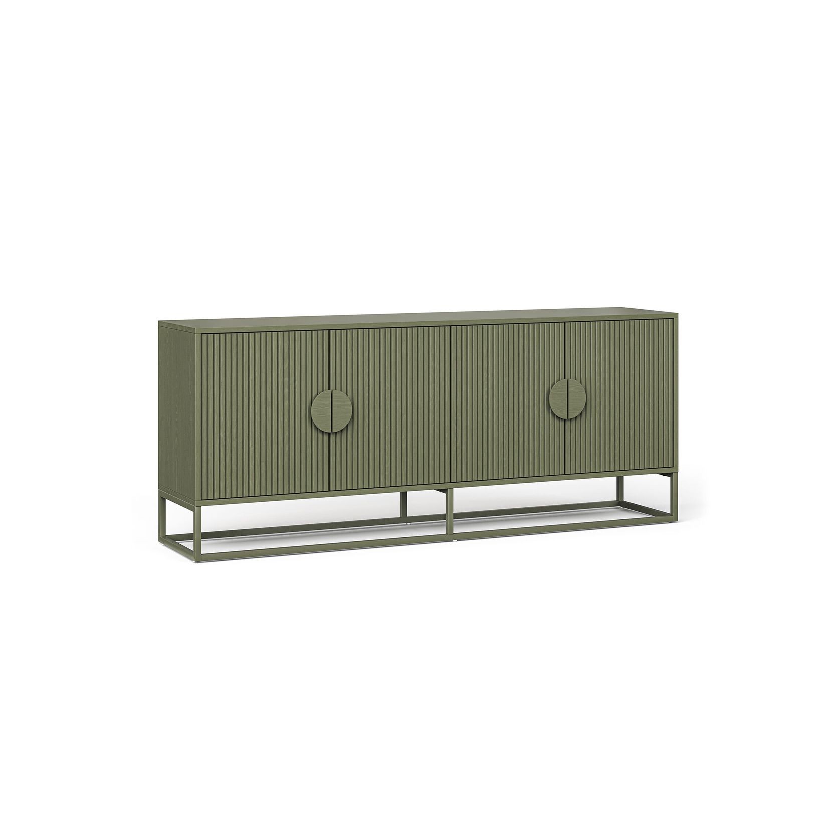 Braxton Ripple Slatted Sideboard | 180cm | Olive Green gallery detail image
