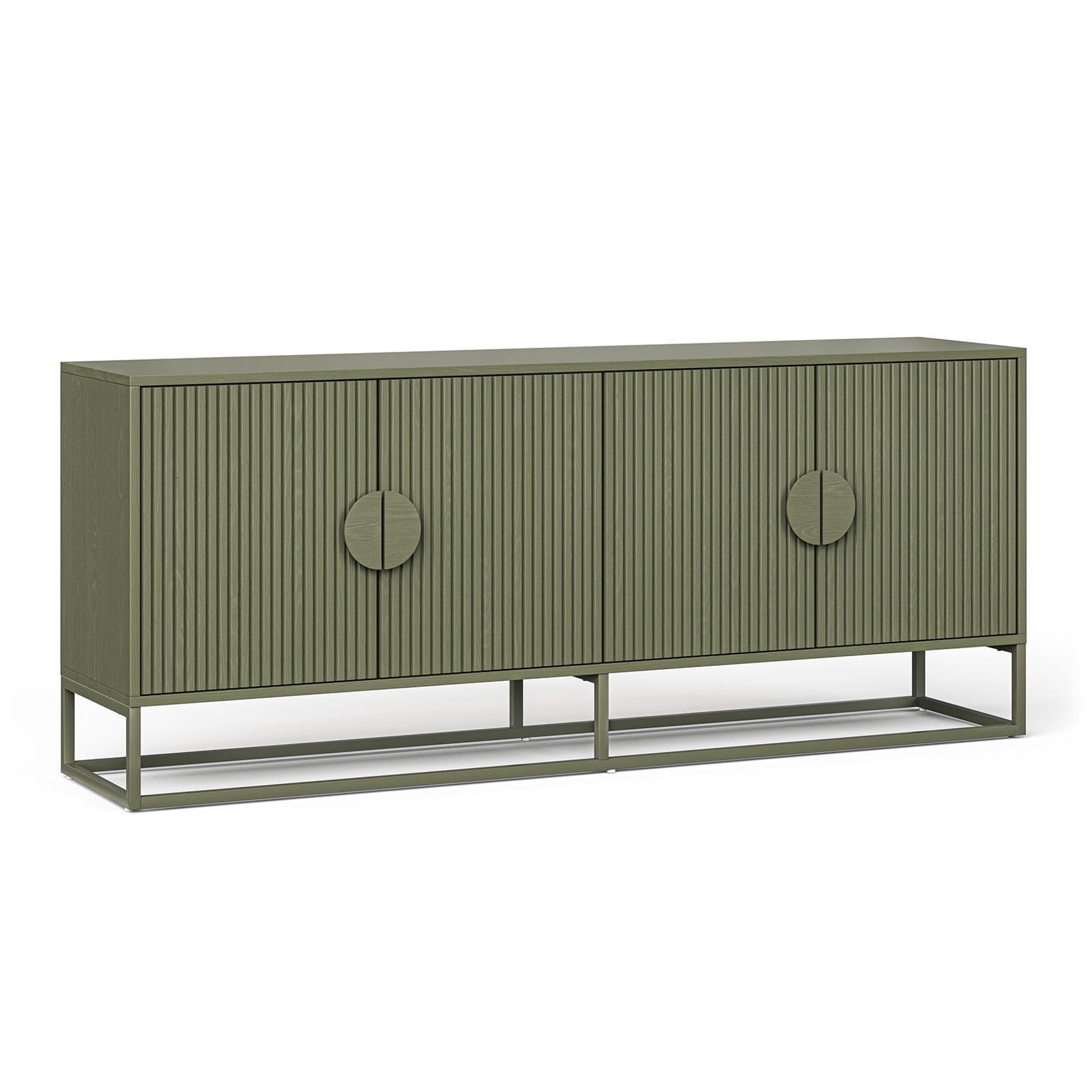 Braxton Ripple Slatted Sideboard | 180cm | Olive Green gallery detail image