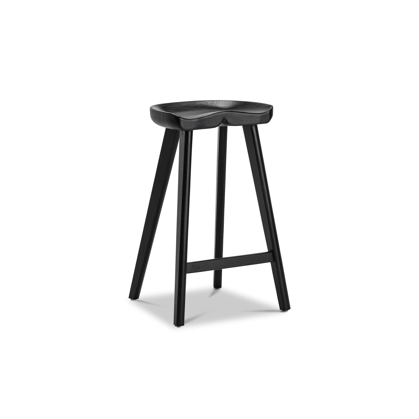 Moku Solid Ashwood Oak Tractor Seat Barstool | Set of 2 | Black gallery detail image