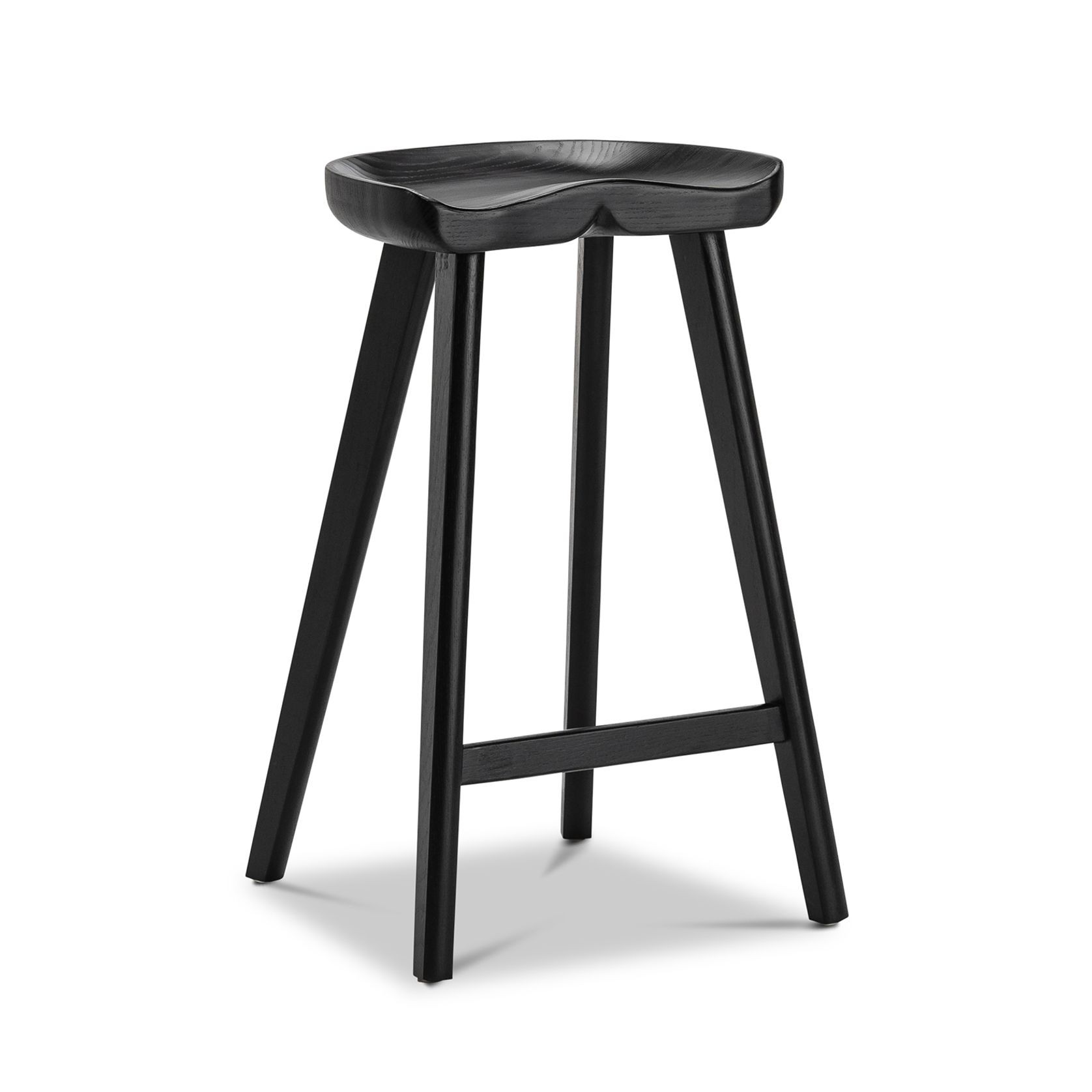 Moku Solid Ashwood Oak Tractor Seat Barstool | Set of 2 | Black gallery detail image