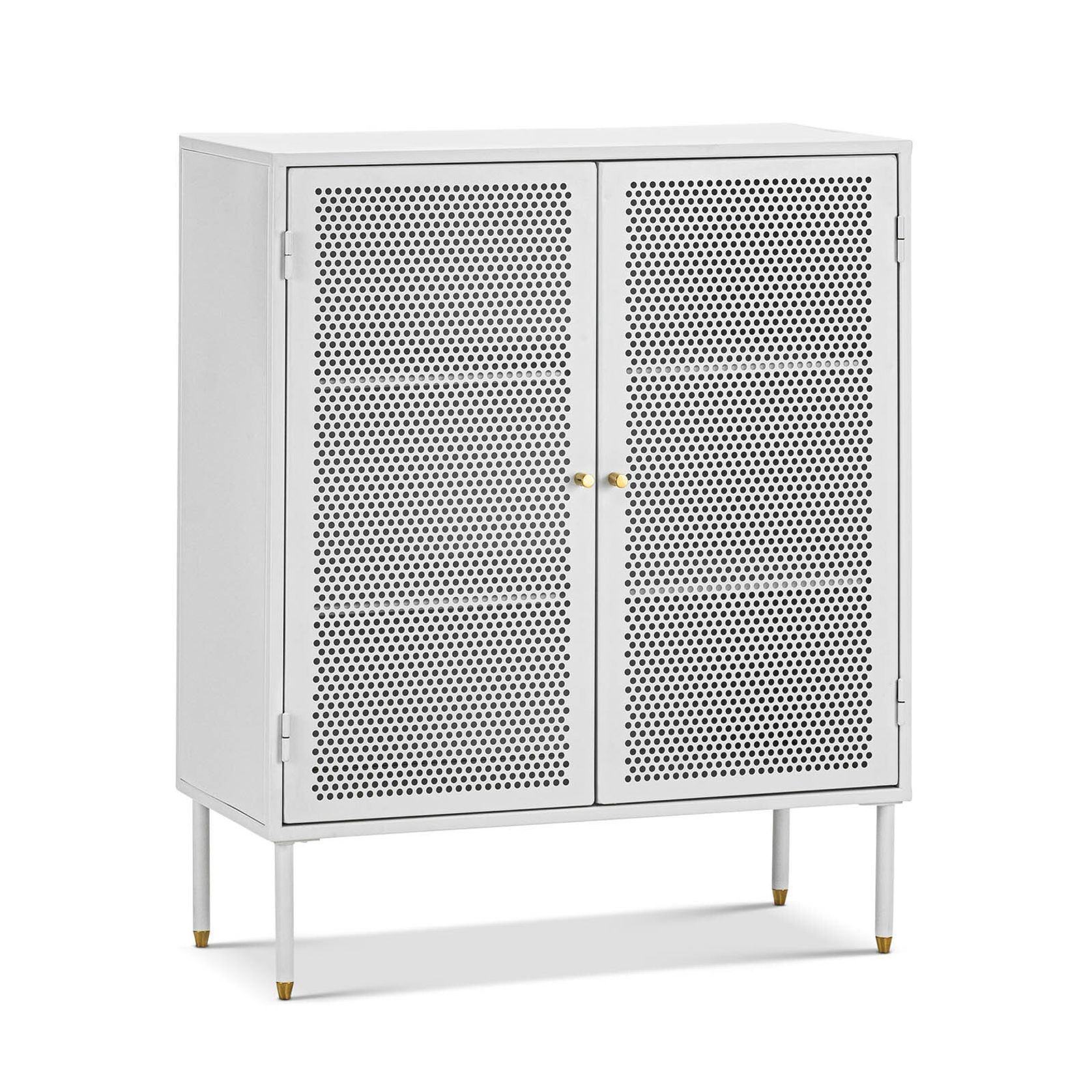 Mesh 2 Door Low Storage Cabinet | Matte White gallery detail image
