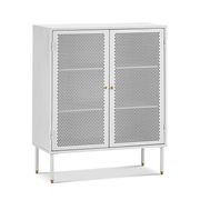 Mesh 2 Door Low Storage Cabinet | Matte White gallery detail image
