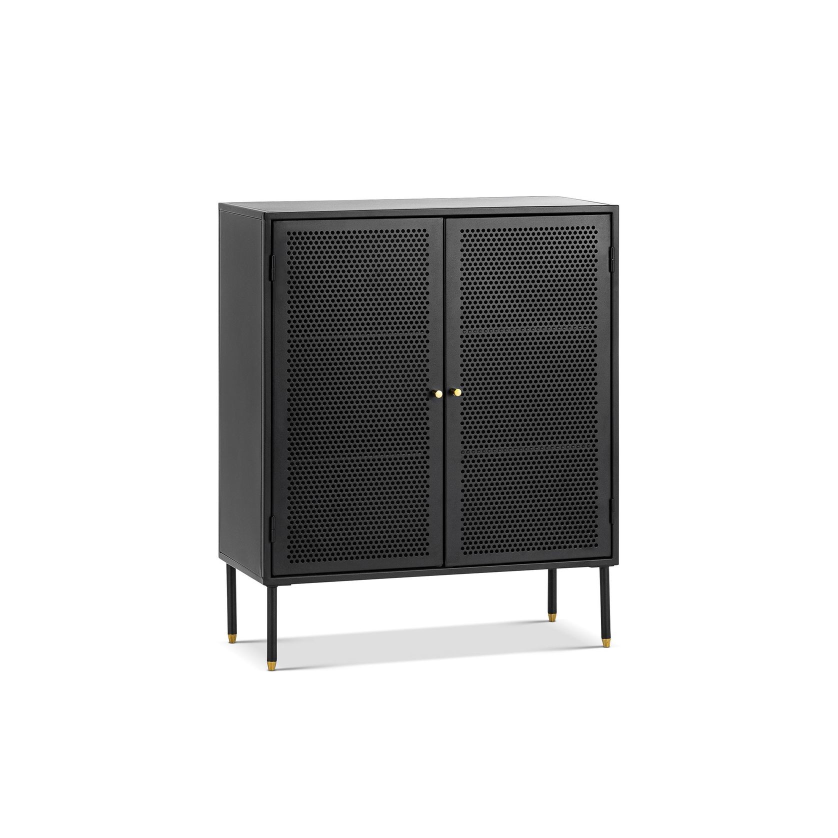 Mesh 2 Door Low Storage Cabinet | Matte Black gallery detail image