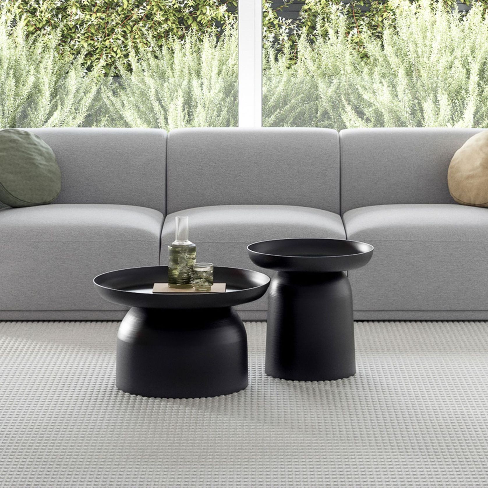 Sirkel Round Pedestal Coffee Table | Matte Black gallery detail image