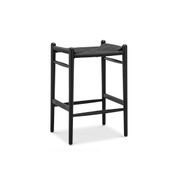 Arche Solid Ashwood Woven Cord Barstool | Black gallery detail image