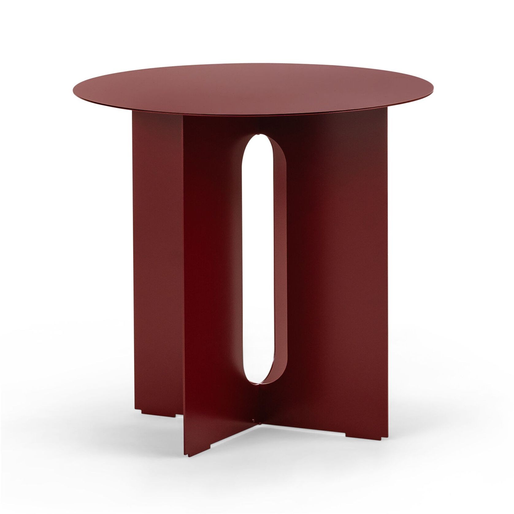 Kiyo Round Steel Side Table | Merlot Red gallery detail image