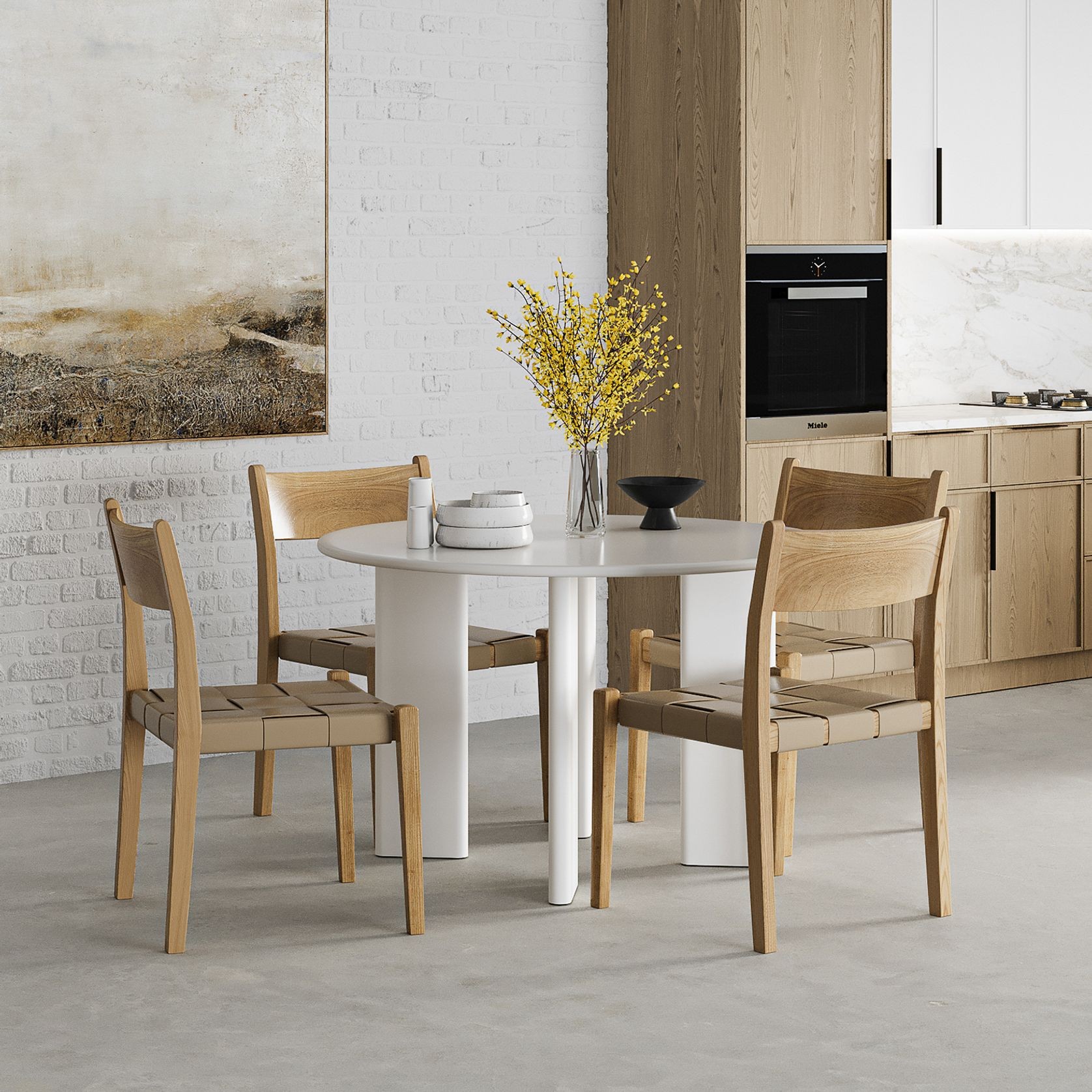 Omni Chunky 120cm Round Dining Table | Matte White gallery detail image