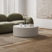 Kaei 90cm Round Fluted Coffee Table | White gallery detail image