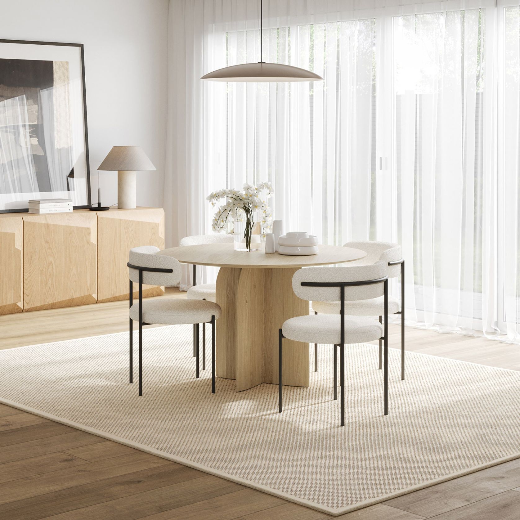 Arco 120cm Round Oak Dining Table | Natural gallery detail image