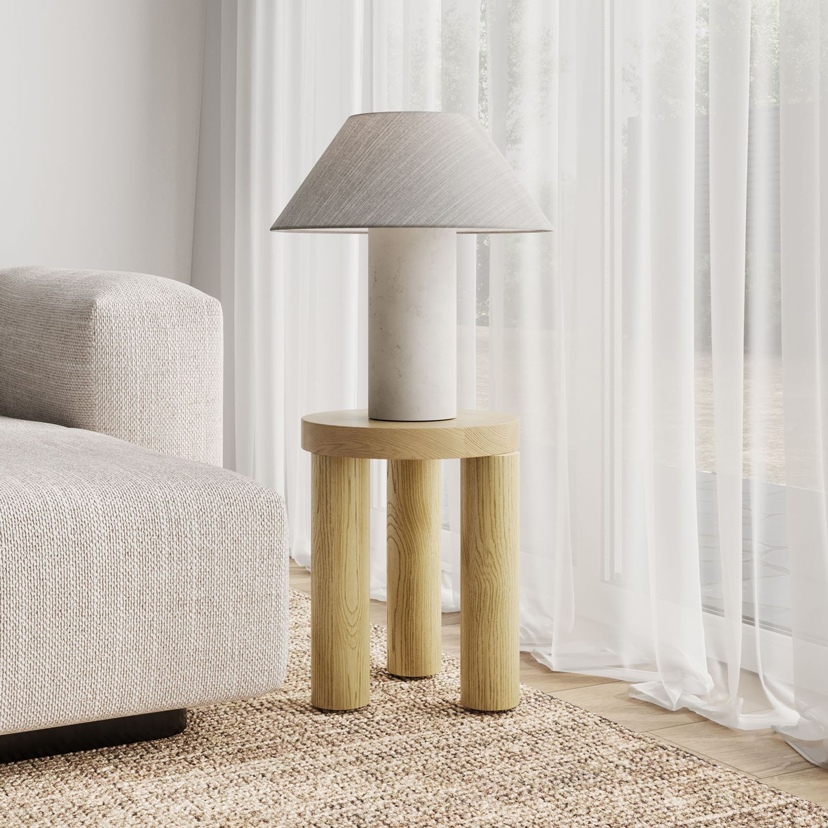 Nomad Round Solid Oak Side Table Stool | Natural gallery detail image