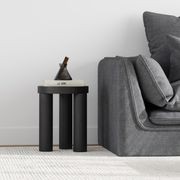 Nomad Round Solid Oak Side Table Stool | Black gallery detail image