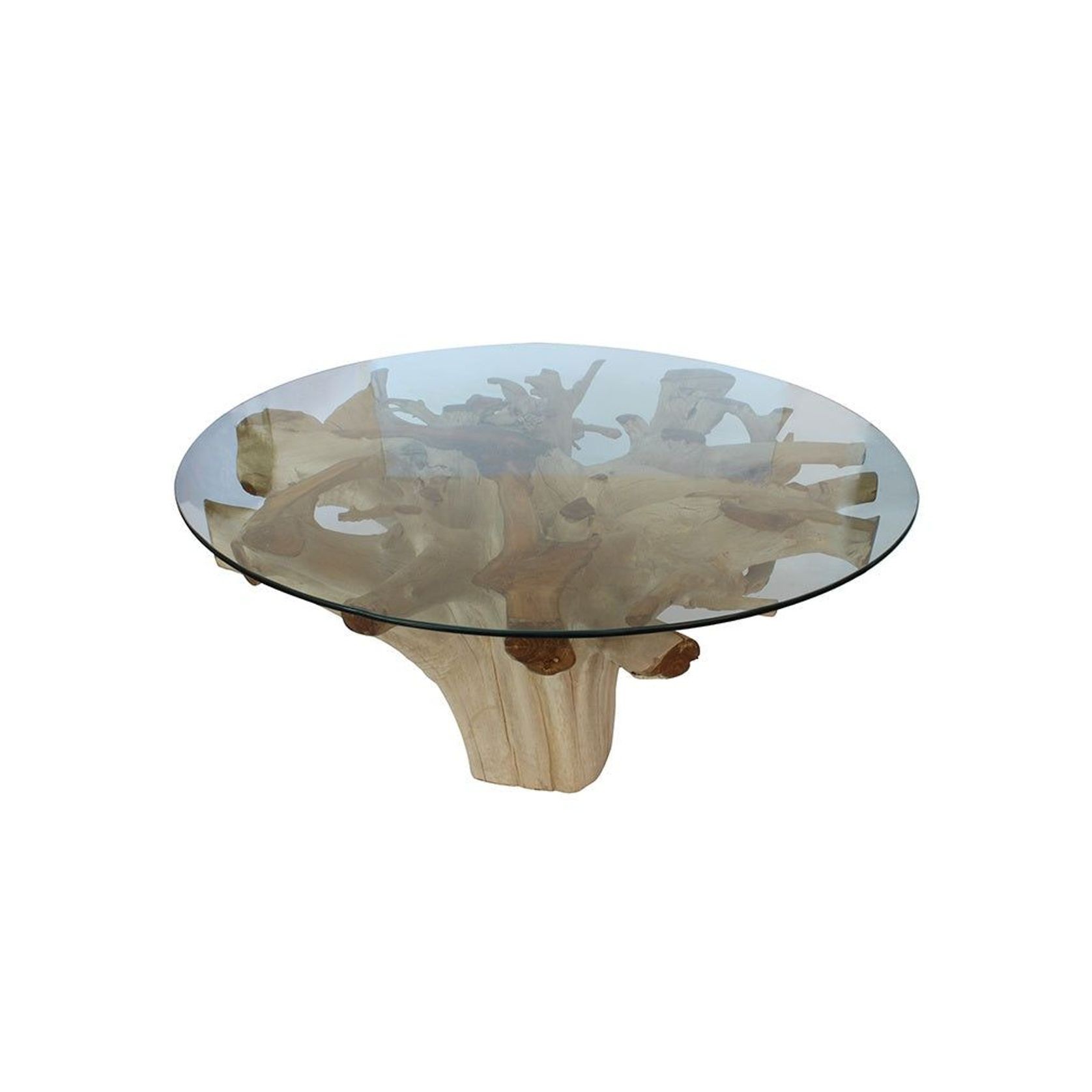 Teak Root Dining Table w/glass gallery detail image