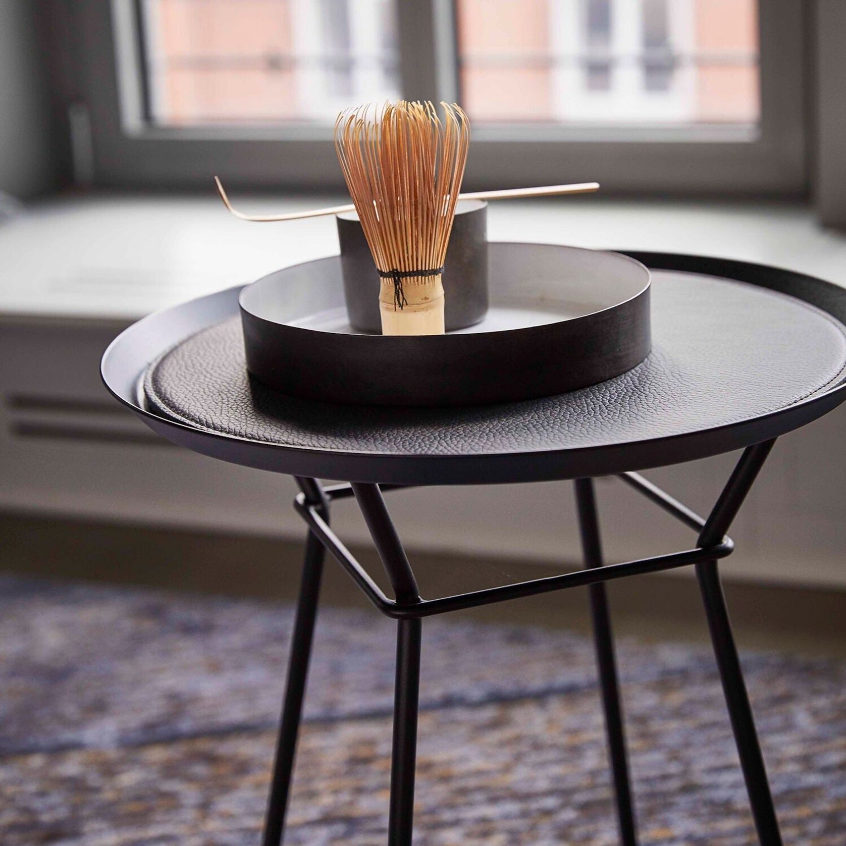 Freifrau | Leya Coffee Table With Leather Inlay | Small Ebony (Black) gallery detail image