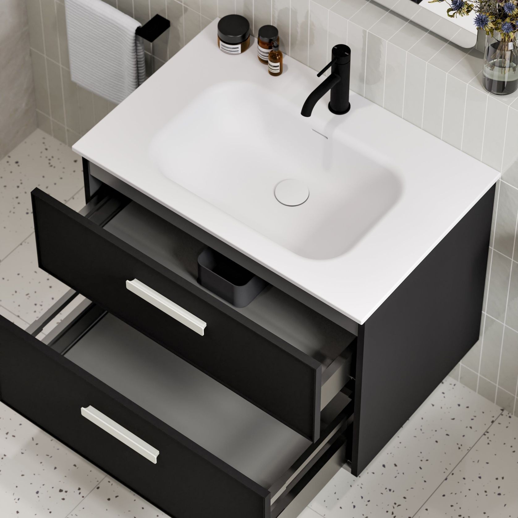 Lineare 750 Vanity | 2 Drawer | Inset Basin gallery detail image