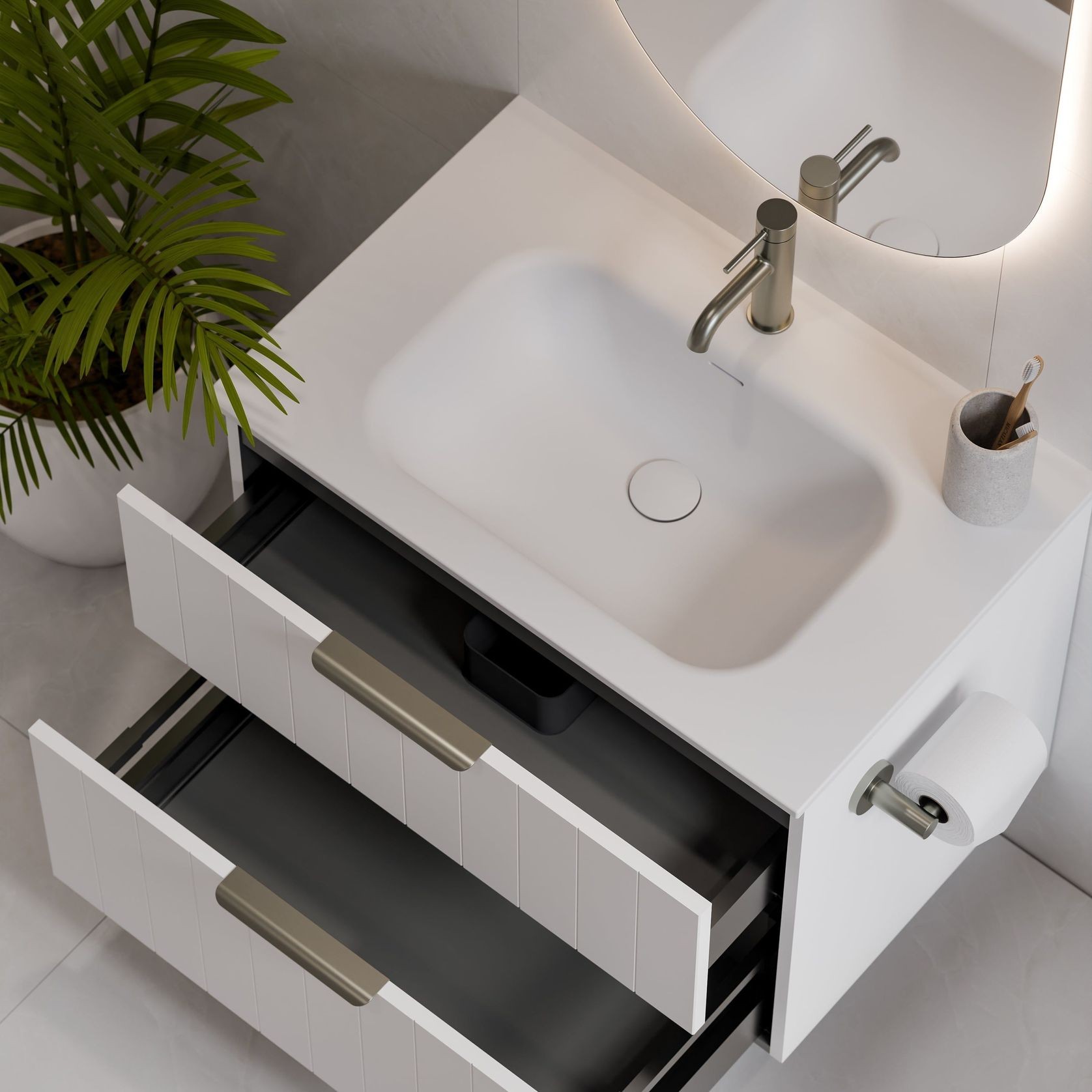 Lineare 750 Vanity | 2 Drawer | Inset Basin gallery detail image
