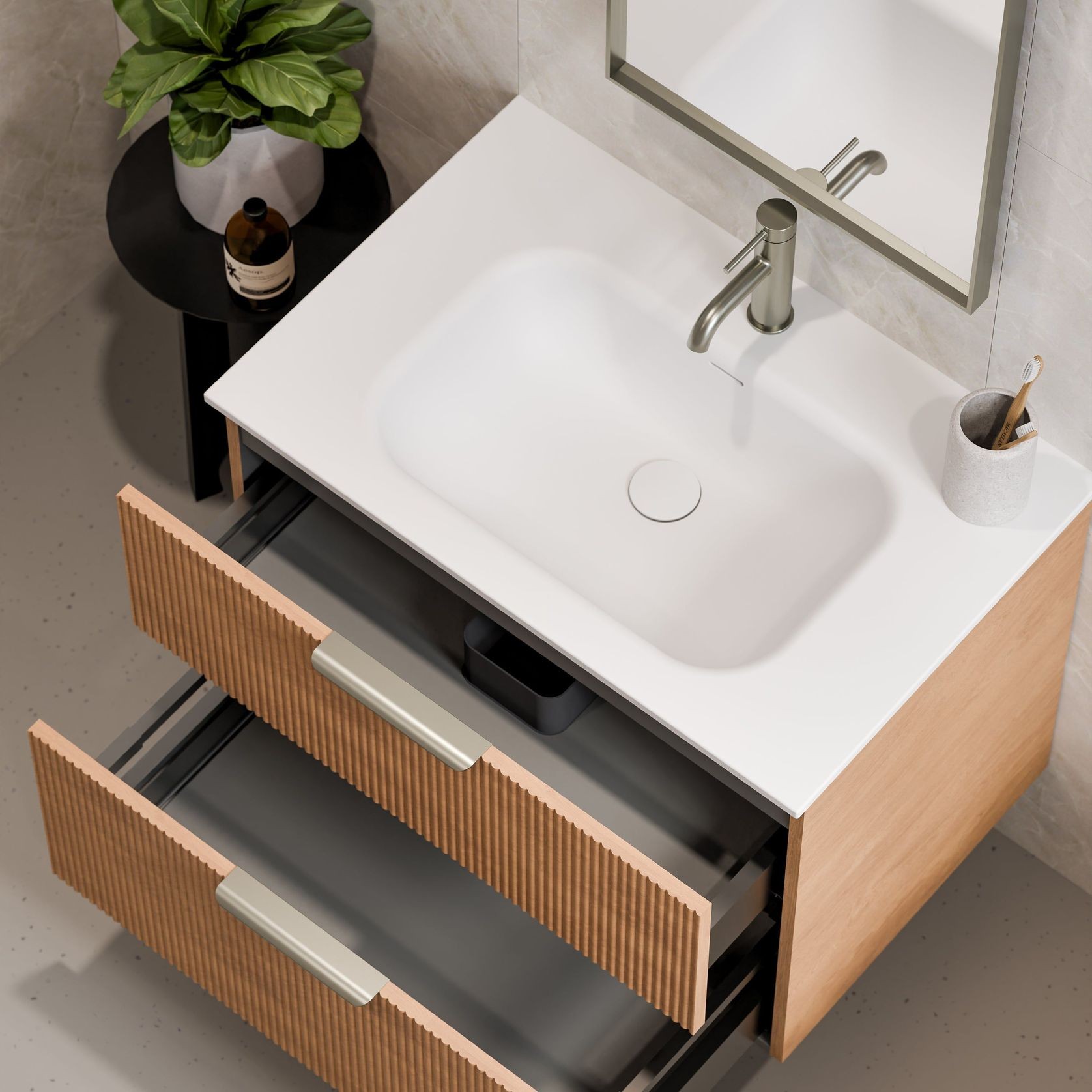 Lineare 750 Vanity | 2 Drawer | Inset Basin gallery detail image