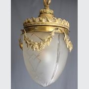 Val St Lambert Lantern in Brass and Satin Cut Glass (Small) gallery detail image
