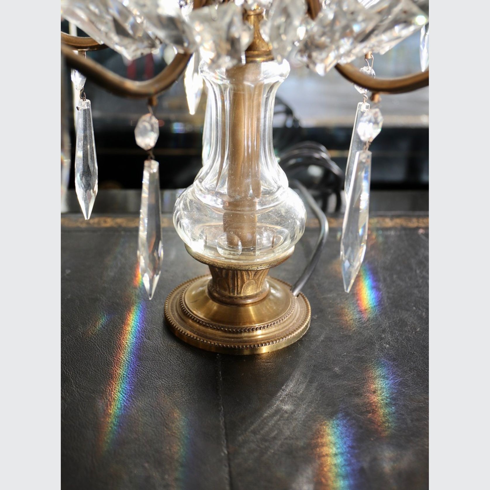 An Antique Crystal and Gilt Bronze Girandole gallery detail image