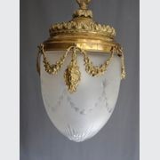 Val St Lambert Lantern in Brass and Satin Cut Glass gallery detail image