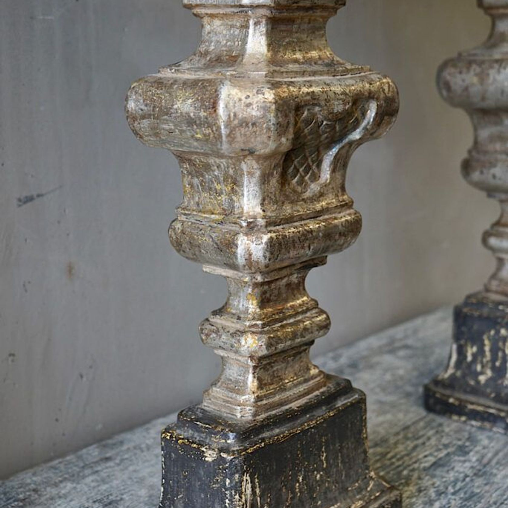 Large Italian Carved & Silvered Lamp gallery detail image