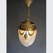 Val St Lambert Lantern in Brass and Satin Cut Glass gallery detail image