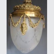 Val St Lambert Lantern in Brass and Satin Cut Glass gallery detail image