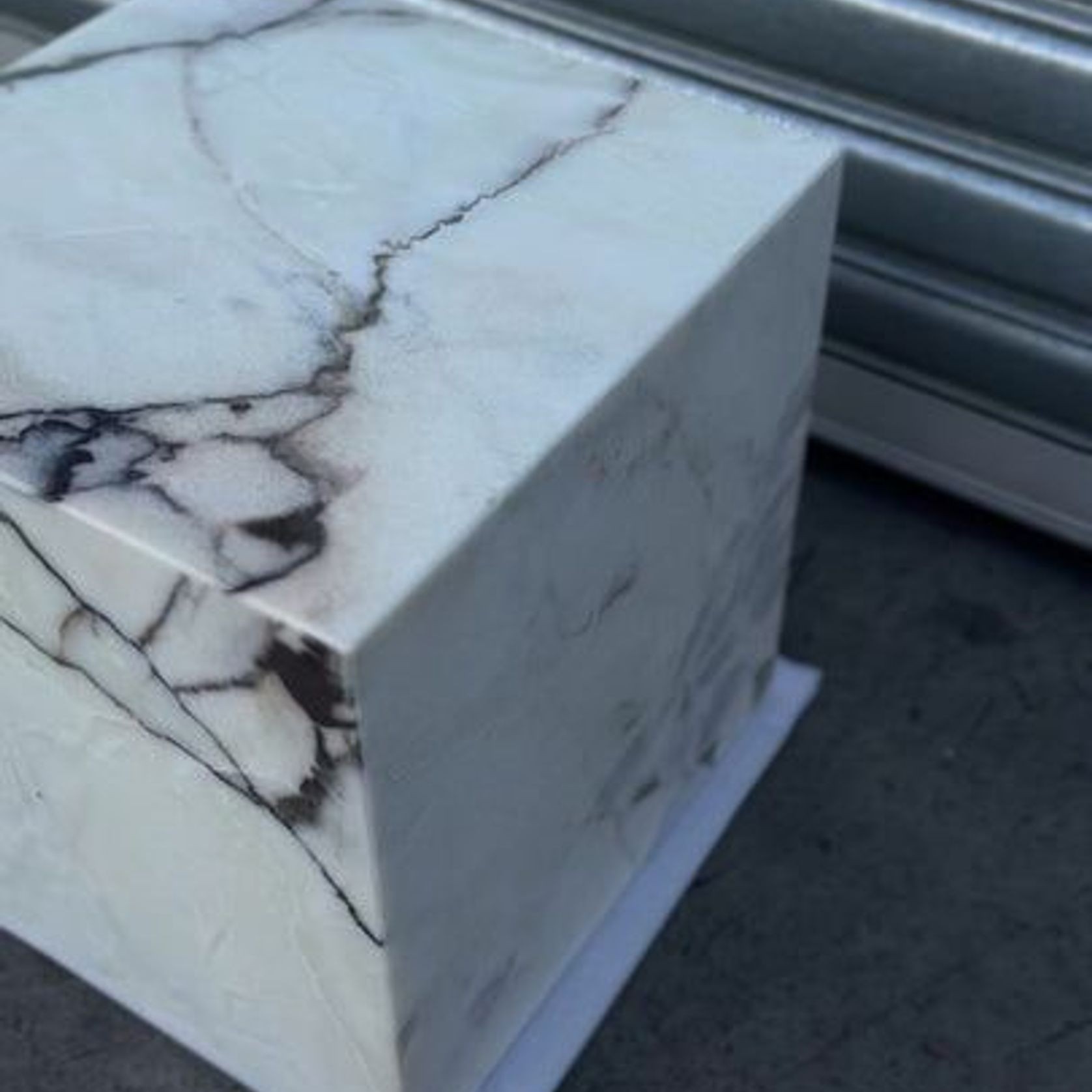 Cube Side Table - White Latte Marble | Natural Stone Co gallery detail image