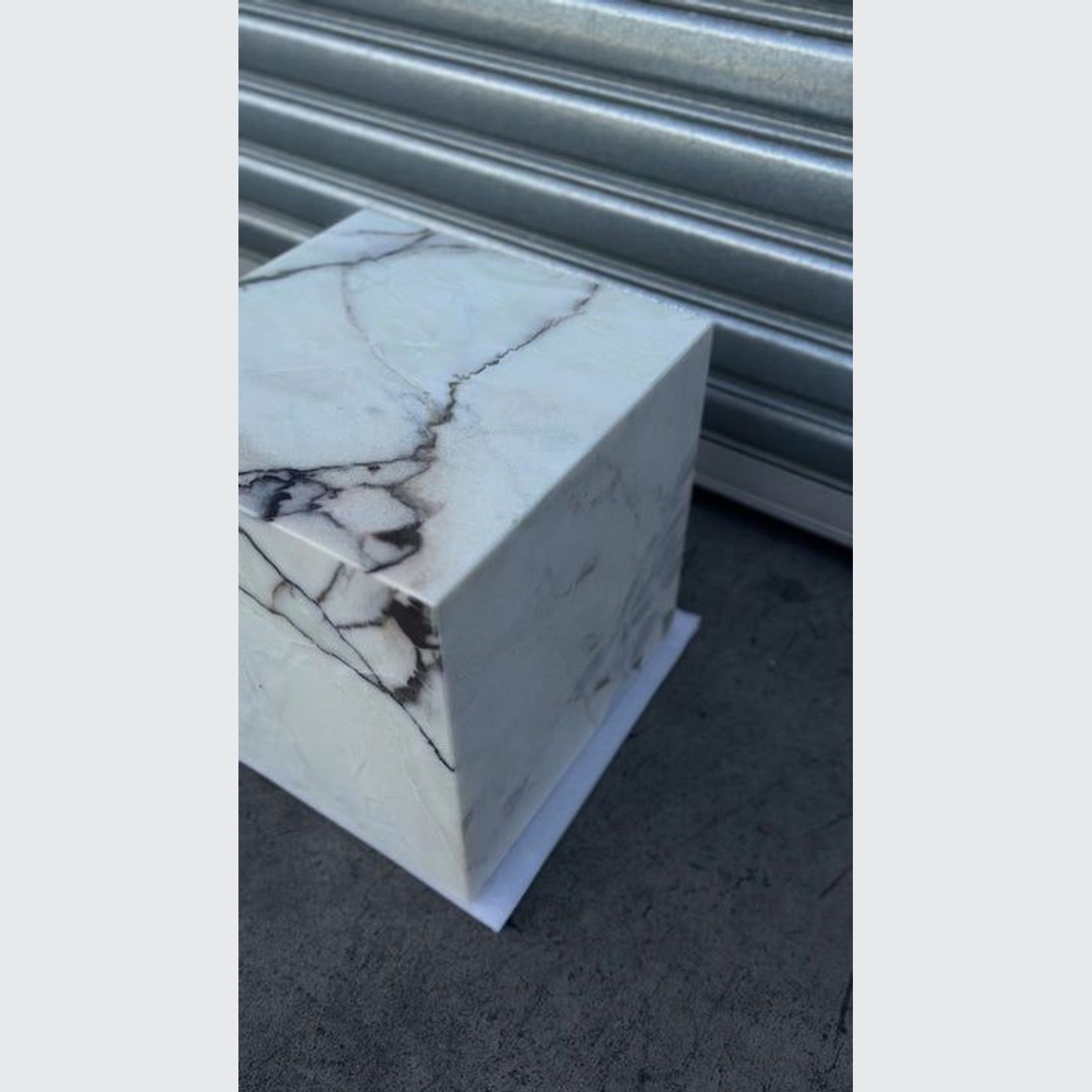 Cube Side Table - White Latte Marble | Natural Stone Co. gallery detail image