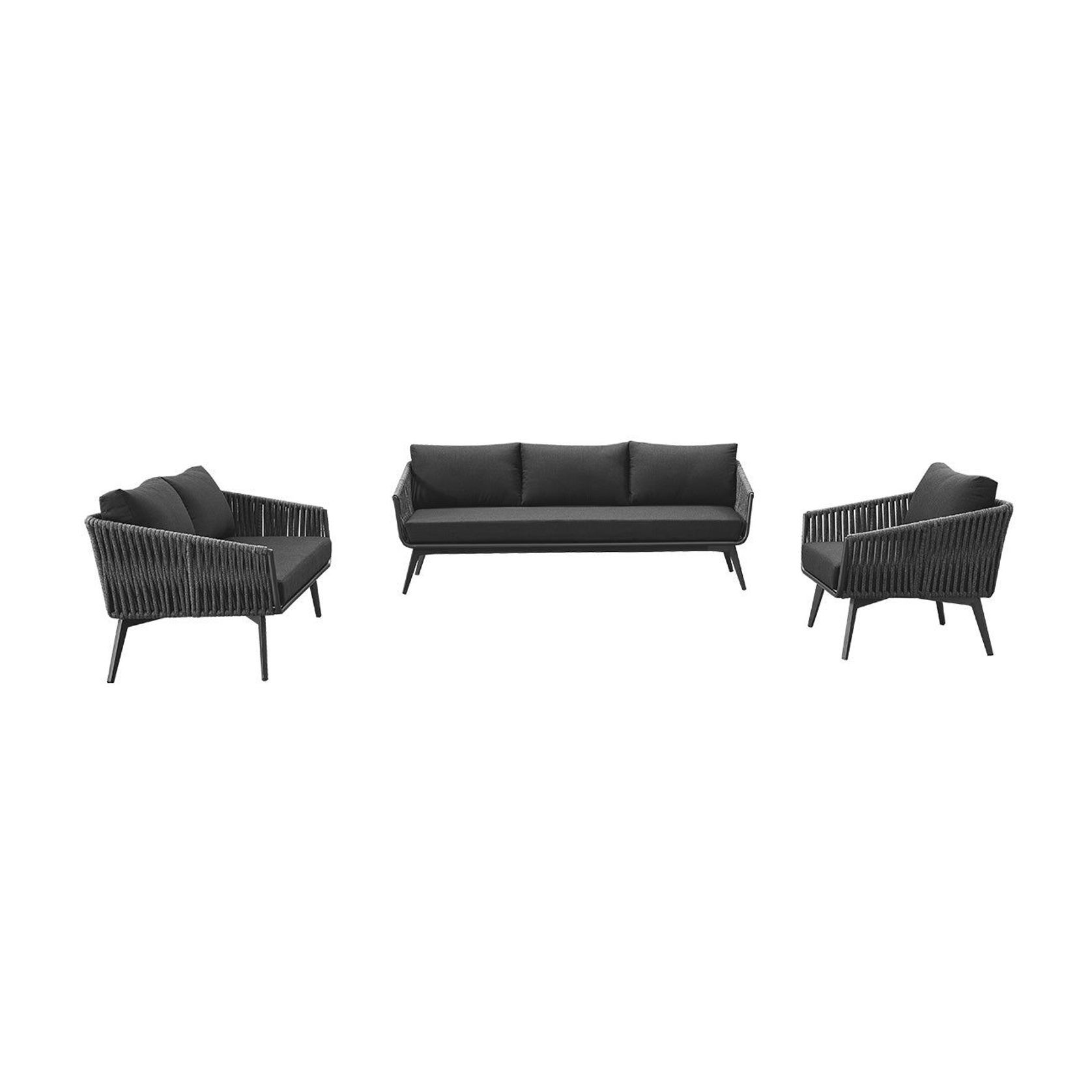 Kereru Aluminium and Rope Outdoor 3 Seater Sofa gallery detail image