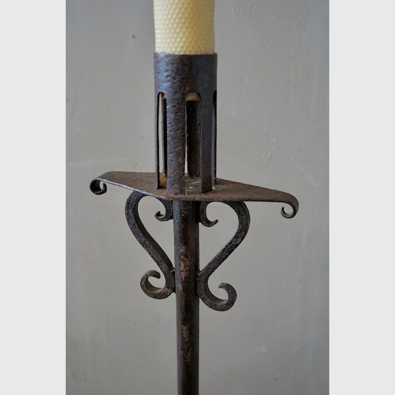 Large French Wrought-Iron Candlestick gallery detail image