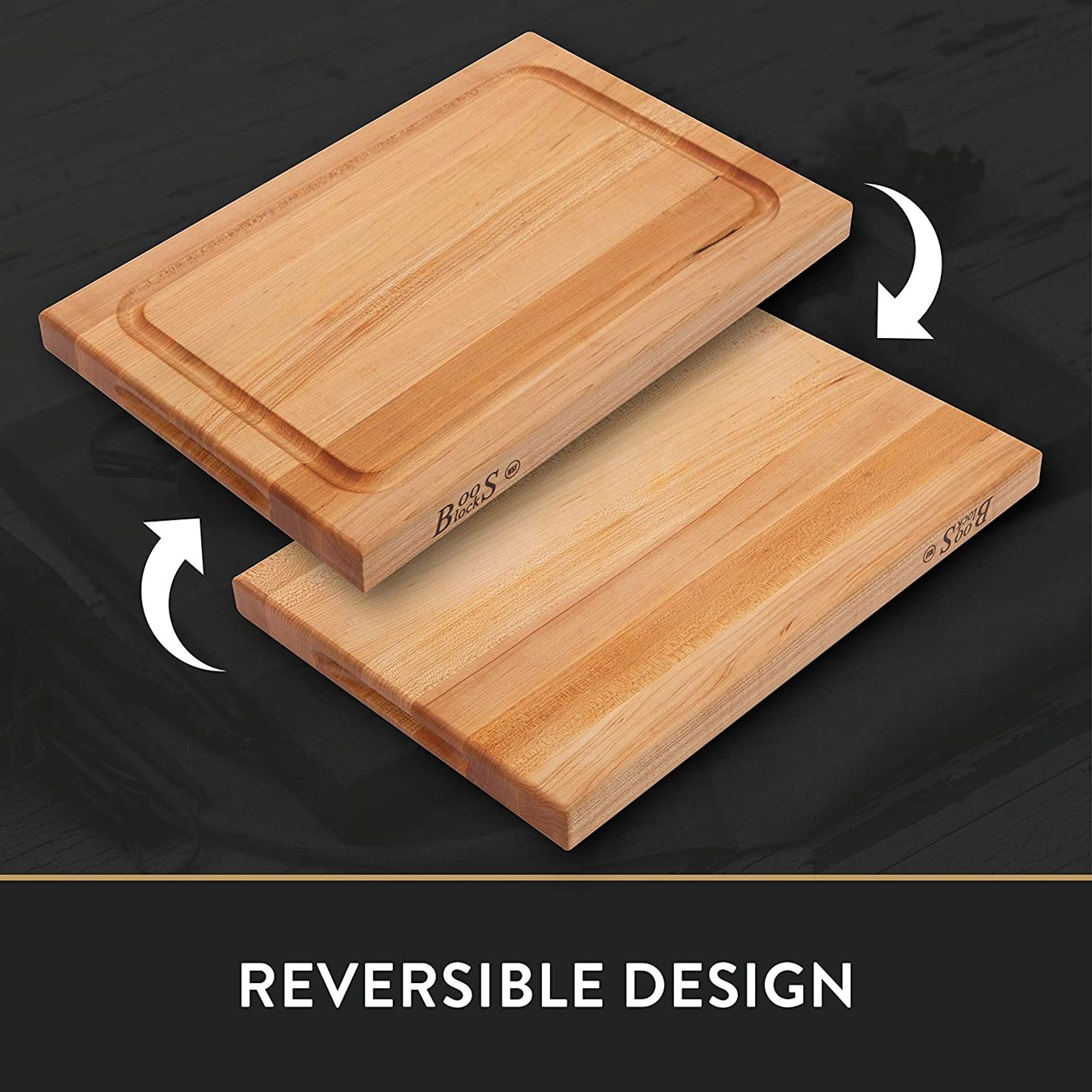 Boos Block Reversible Maple Wood Edge Grain Bbq Cutting Board With Juice Groove - 46cm X 31cm gallery detail image