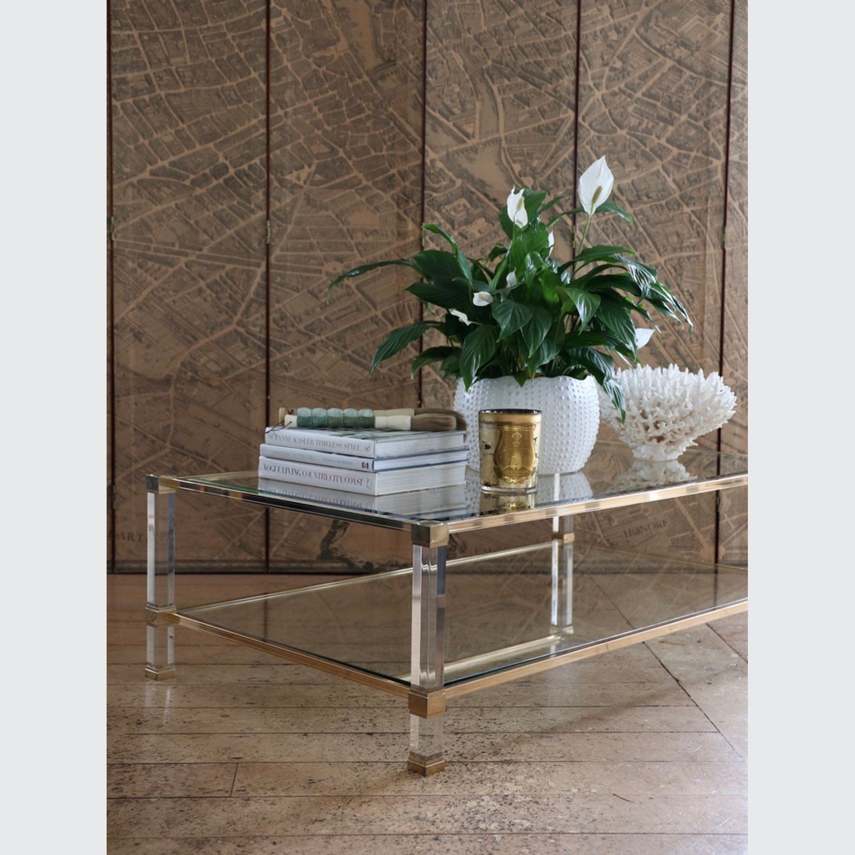 A Pierre Vandel Brass And Plexiglass Coffee Table gallery detail image