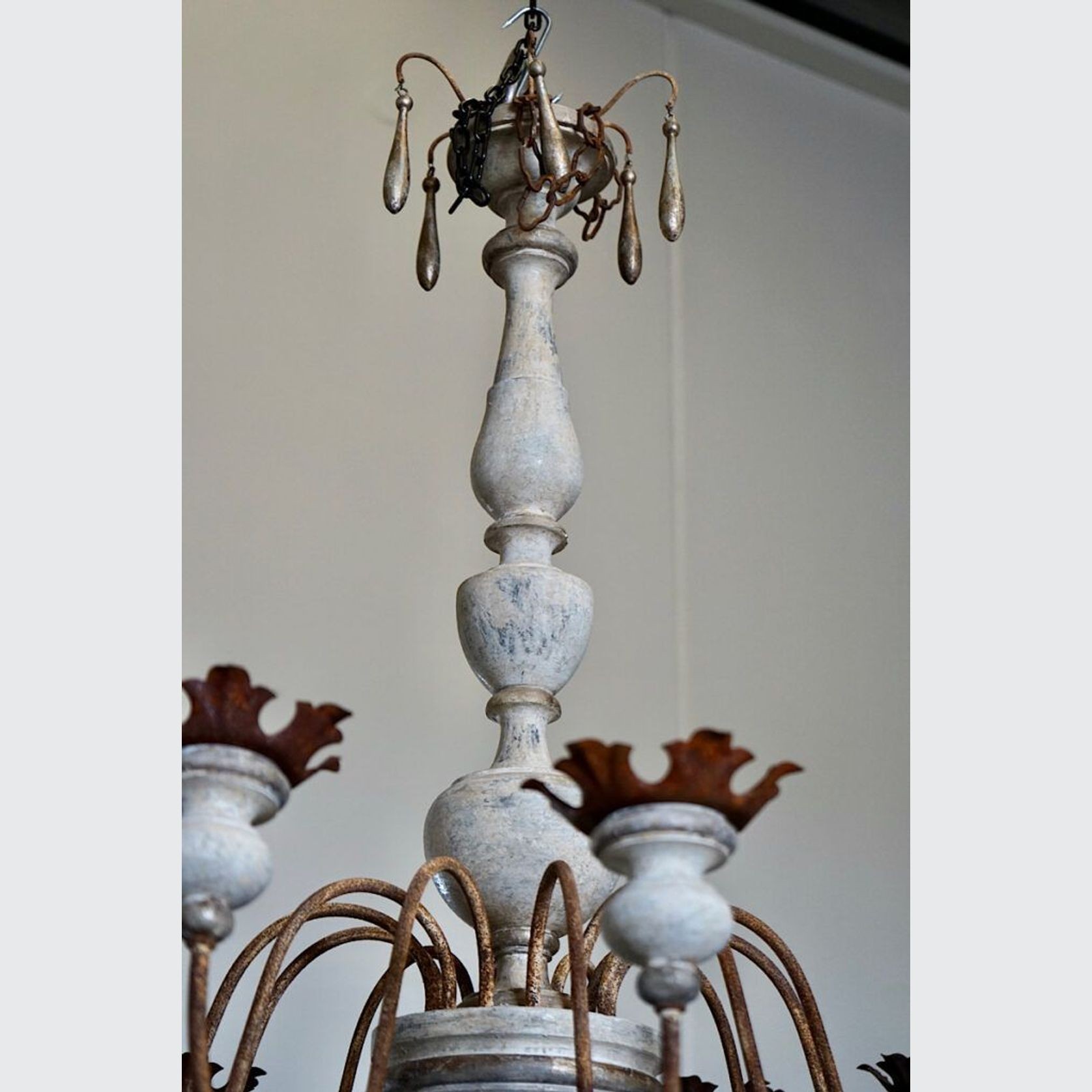 Italian Painted Wood & Iron Chandelier gallery detail image