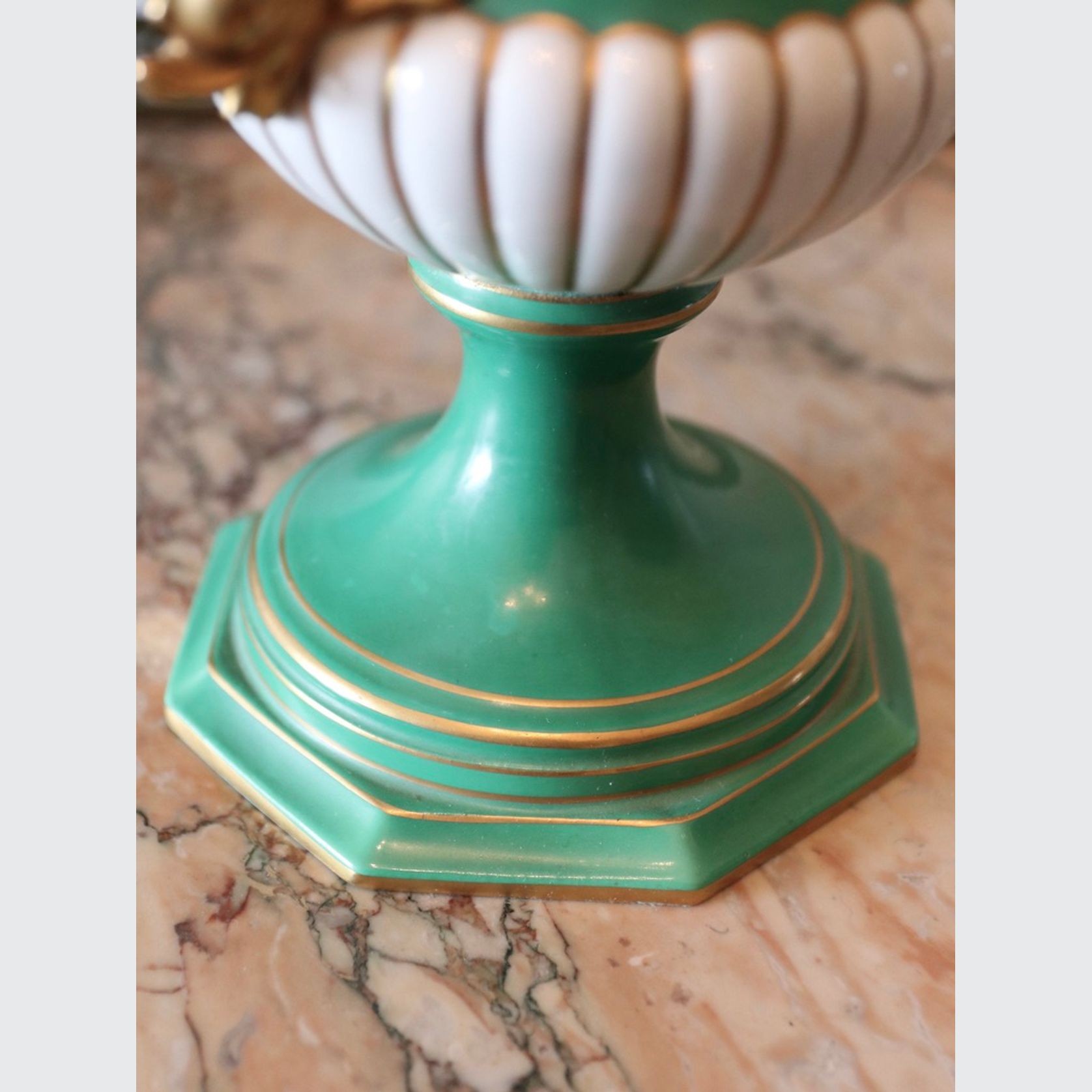 Pair of Antique German Dresden Porcelain Urns gallery detail image