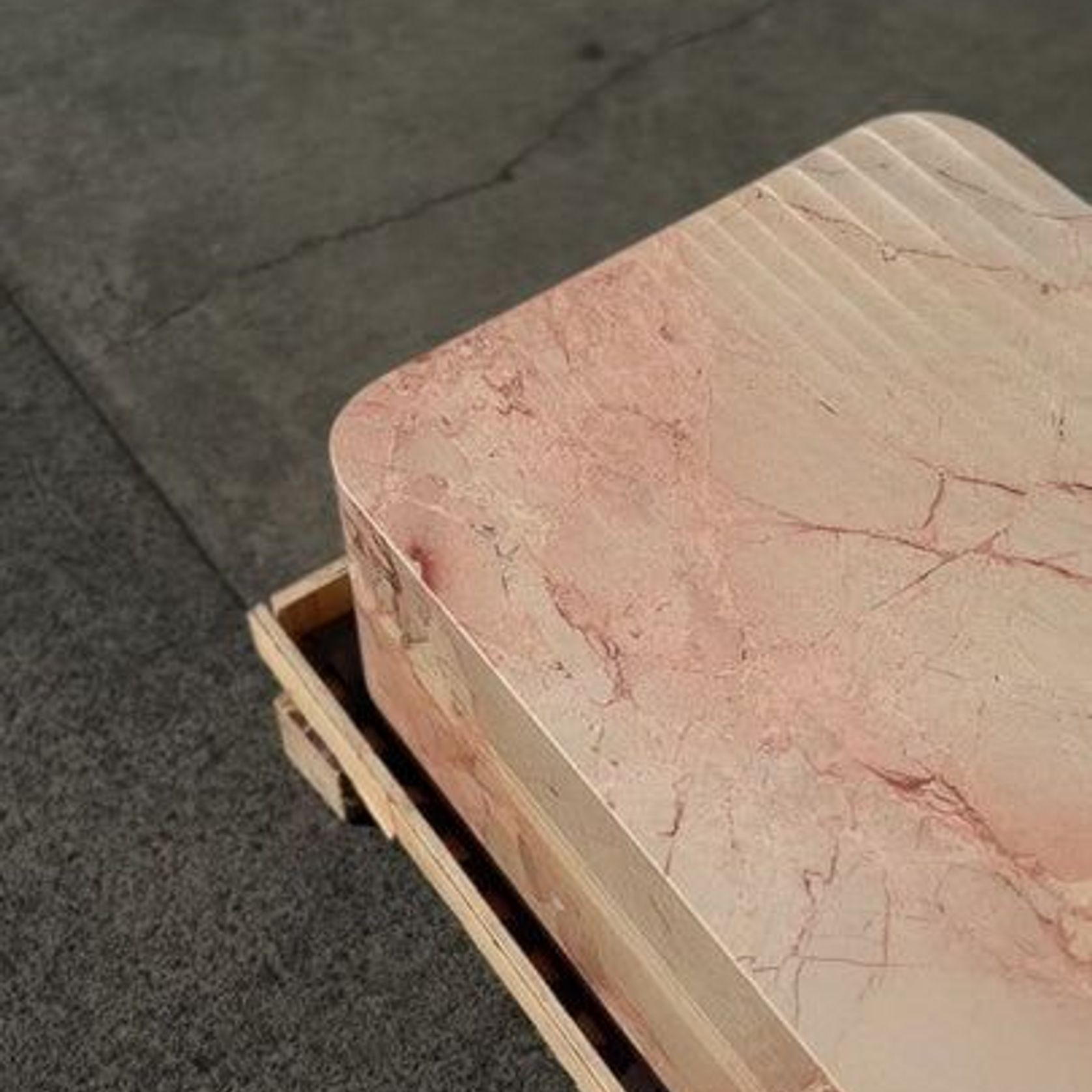 Crescent Corner Coffee Table - Pearl Pink Blush Marble | Natural Stone Co. gallery detail image
