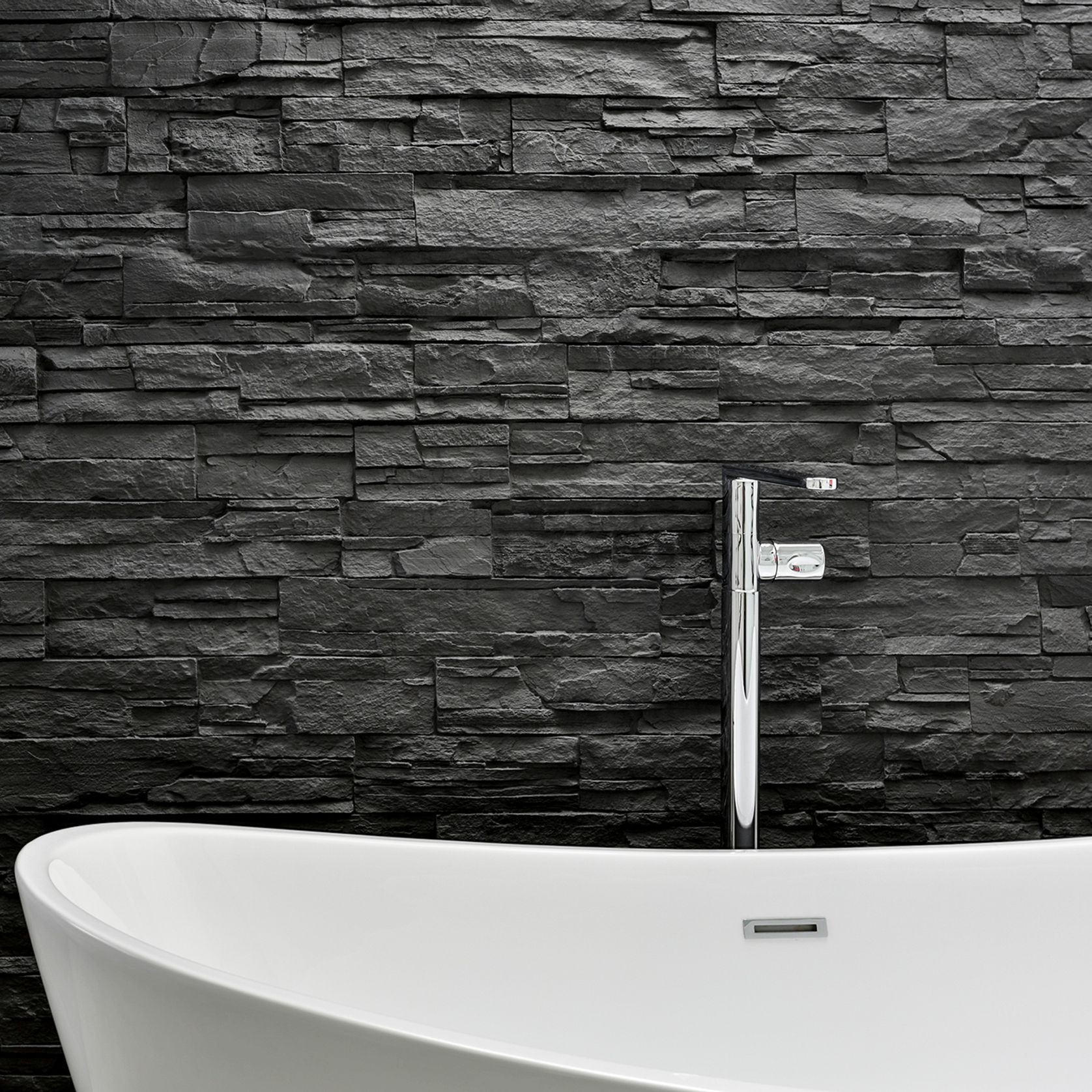 Strata Stone Wall Panels by Muros | Black Stacked Stone gallery detail image