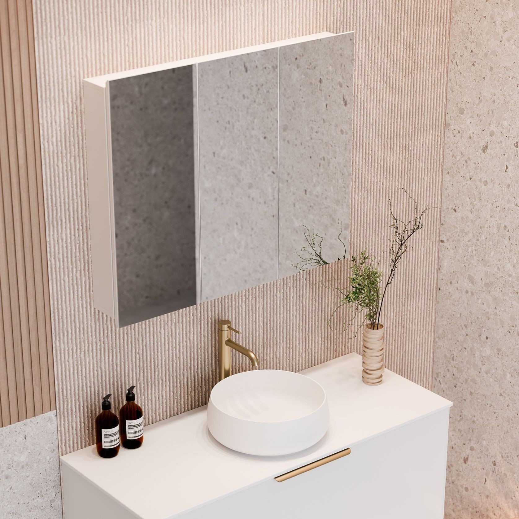Luxe 900mm Mirror Cabinet With Demister | 3 Door gallery detail image