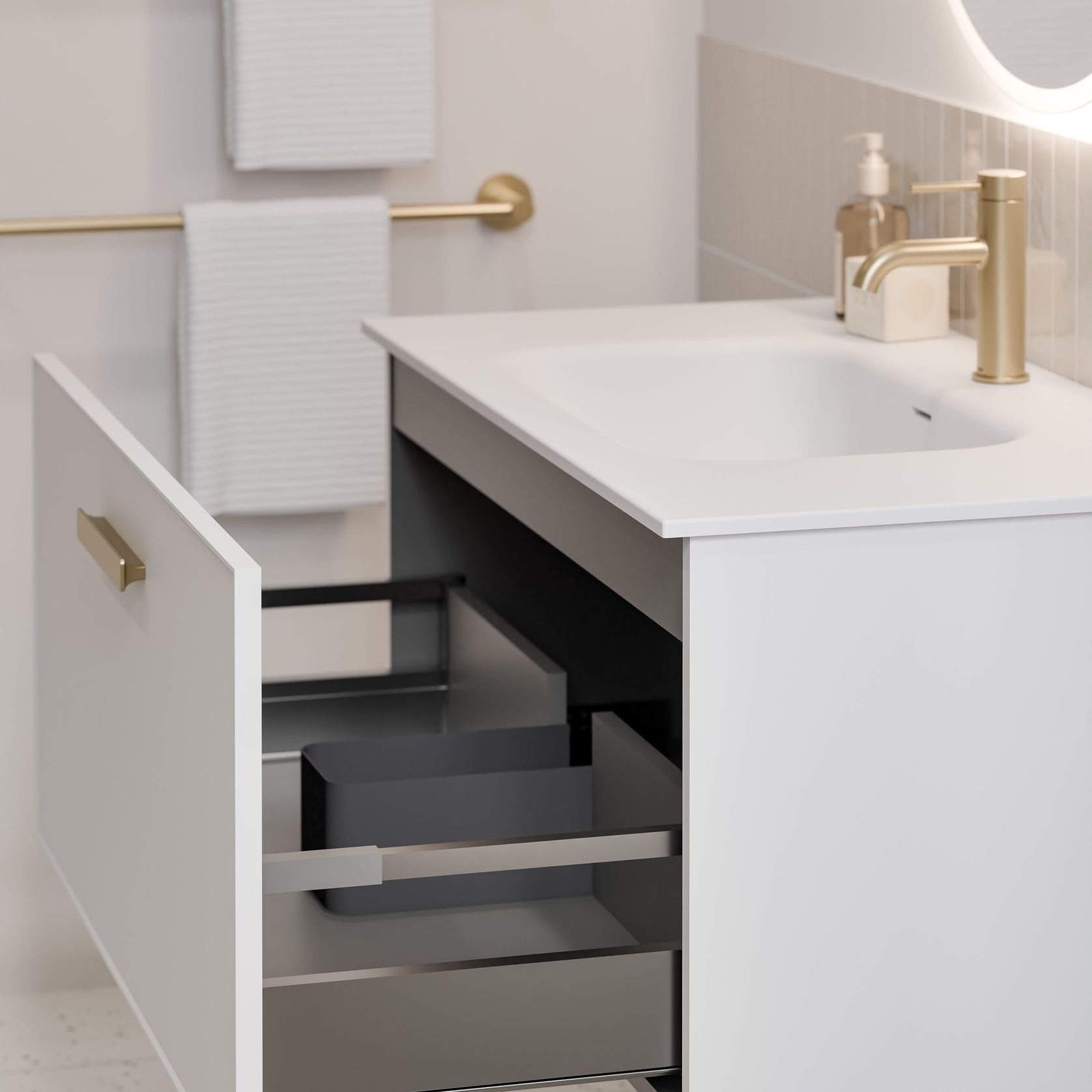 Lineare 900 Vanity | 1 Drawer | Inset Basin gallery detail image