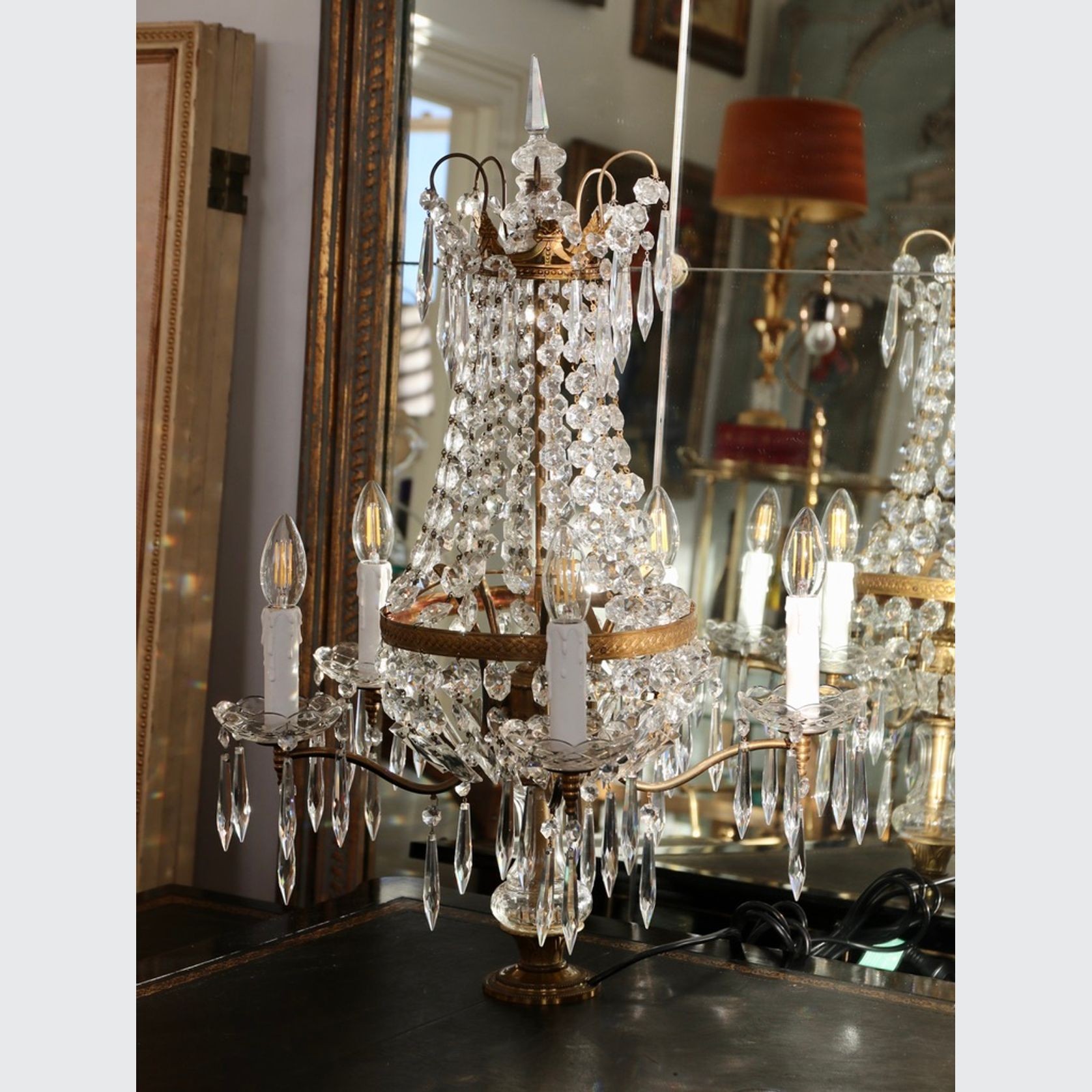 An Antique Crystal and Gilt Bronze Girandole gallery detail image
