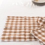 100% French Flax Linen Placemat Set 4- Ginger Gingham gallery detail image