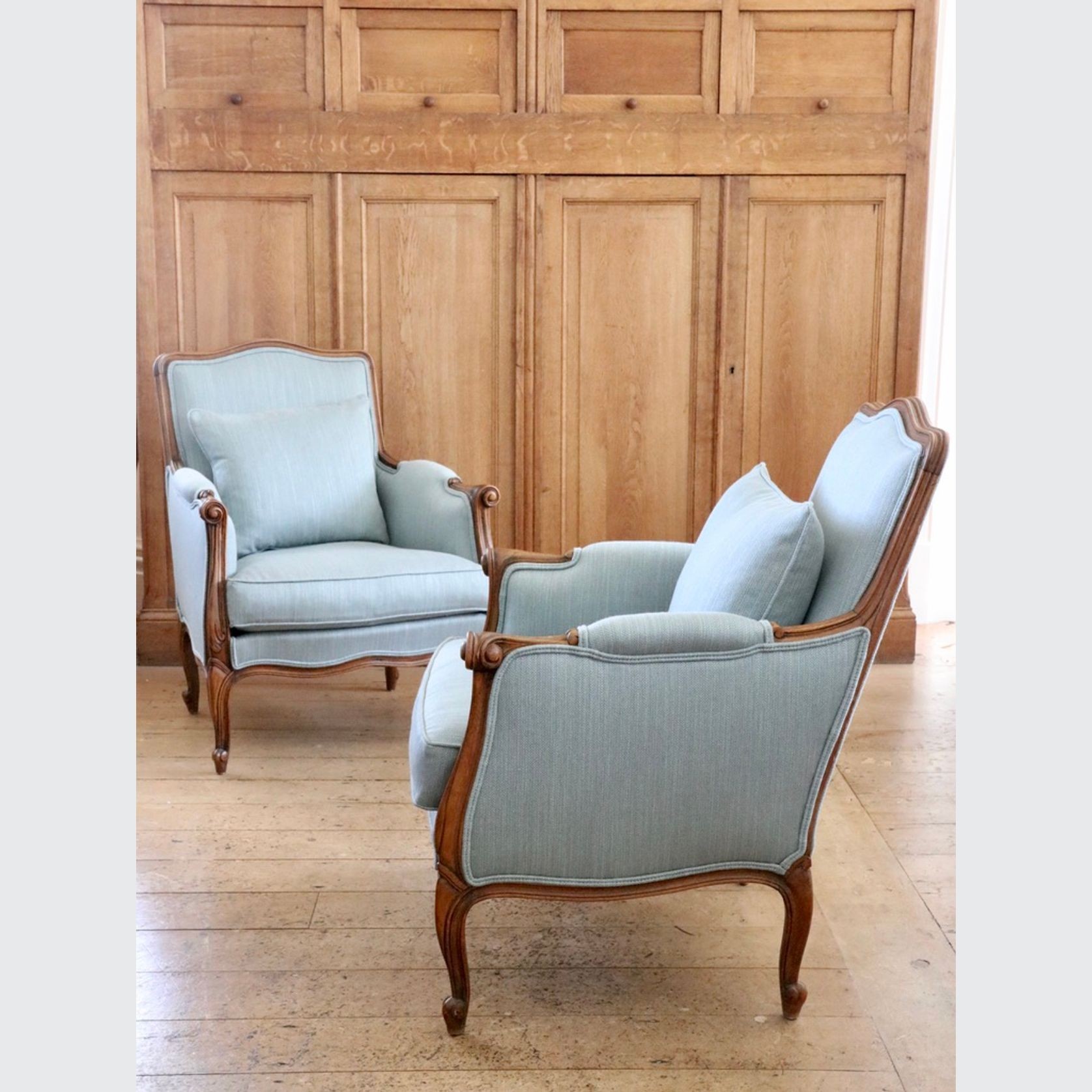 Pair Of Antique French Cabriole Armchairs gallery detail image